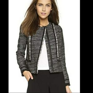 VINCE BOUCLE TWEED LEATHER JACKET